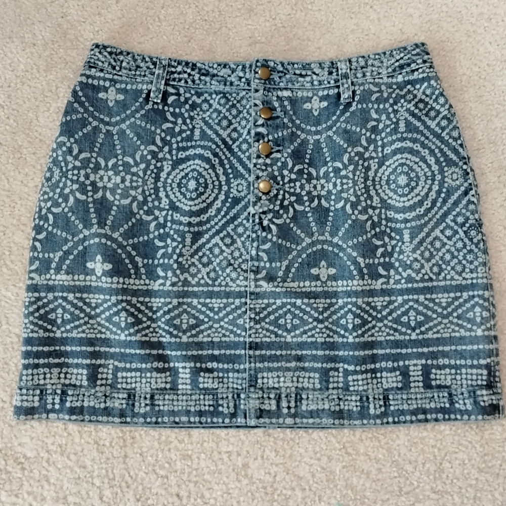 Free People Printed Jean Skirt